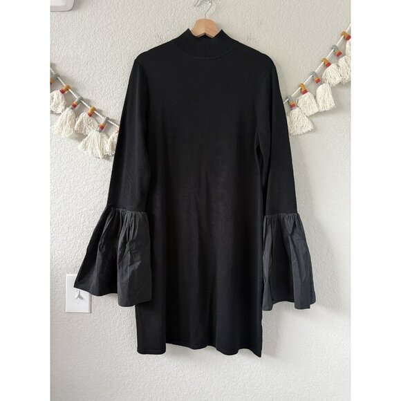 Trina Turk Larissa Merino Wool Bell Sleeve Turtleneck Mini Dress Whimsygoth L - Picture 1 of 10